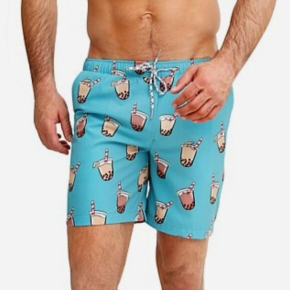 S🩳Mosmann David Jones Blue&Tan Bubble Tea Swim Short Trunks - Picture 1 of 8